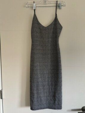 Mind Code Gray Slip Dress Spaghetti Strap V-Neck